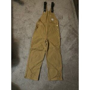 Carhartt Mens Duck Brown Bib Overall Quilt Lined R02 Brown USA made 38x32